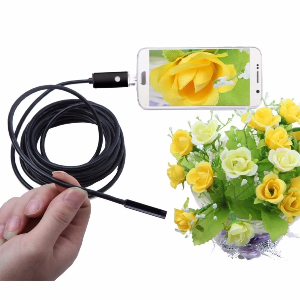 

5m 5.5mm Lens 2 IN 1 Android/PC 720P HD Endoscope Tube Waterproof Snake Borescope USB Inspection Mini Camera With 6 LED