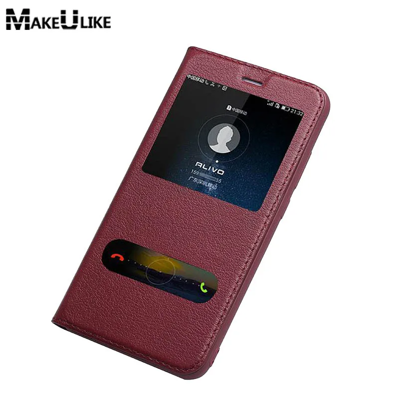 

Window View Flip Case For Huawei Honor V9 Genuine Leather Shell Magnetic Protective Cover For Honor V9 Phone Case