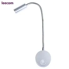 2 шт./лот, серебристый алюминиевый гибкий шланг 3 Вт, прикроватный светодиодный светильник для чтения в спальне, прихожей