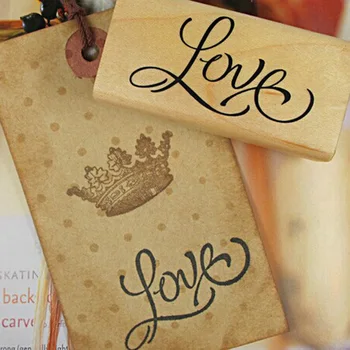 

1pc Vintage LOVE Rubber Stamp Kids Stationery DIY Handmade Scrapbook Photo Album Students Wood Stamp Gift Crafts Badge
