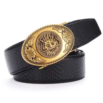 

Men's Leather Ratchet Belt Fashion Men Automatic Buckle Belt NEW Vintage Buckle Leather Belts for Men Hot! Male Waistband