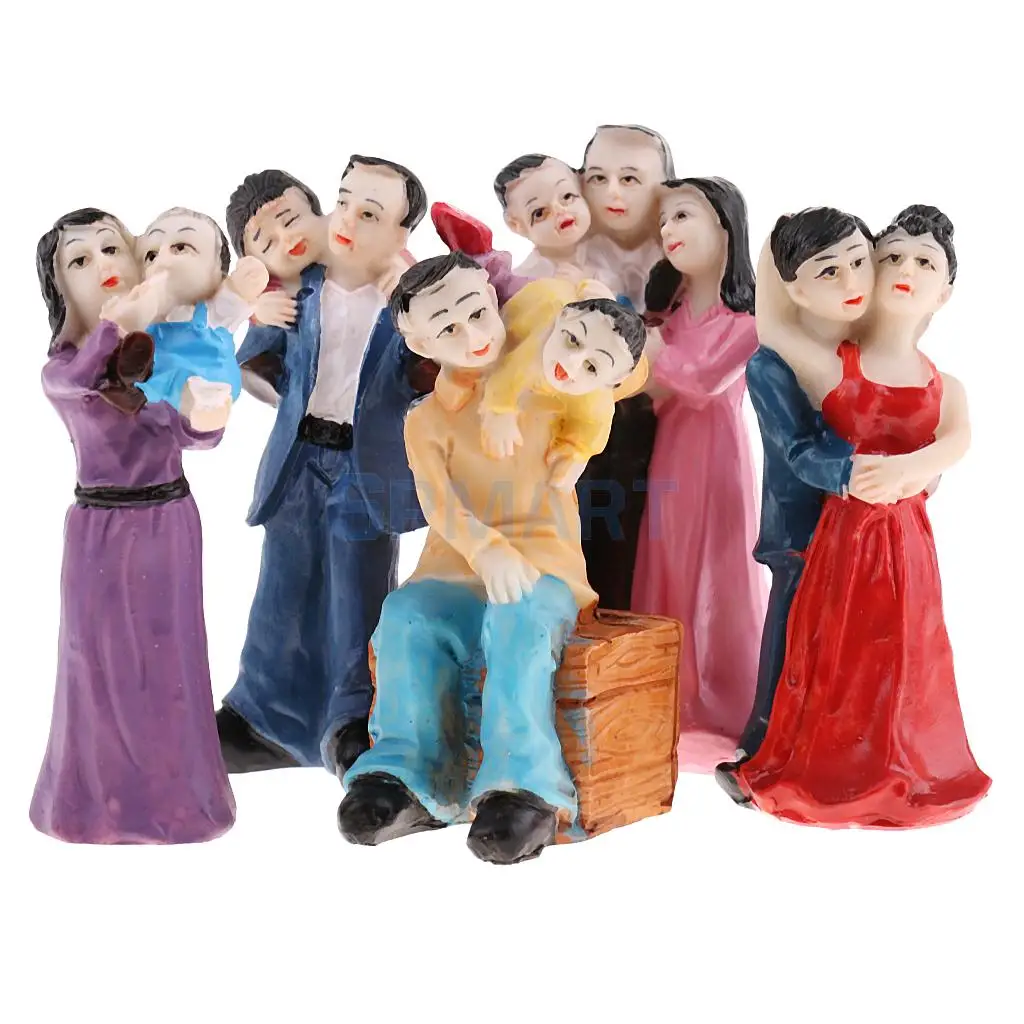 1 Set Resin Family Father Mother Children Model Miniature Statue for Sandplay Sand Table Game Parts Kids Toys Craft