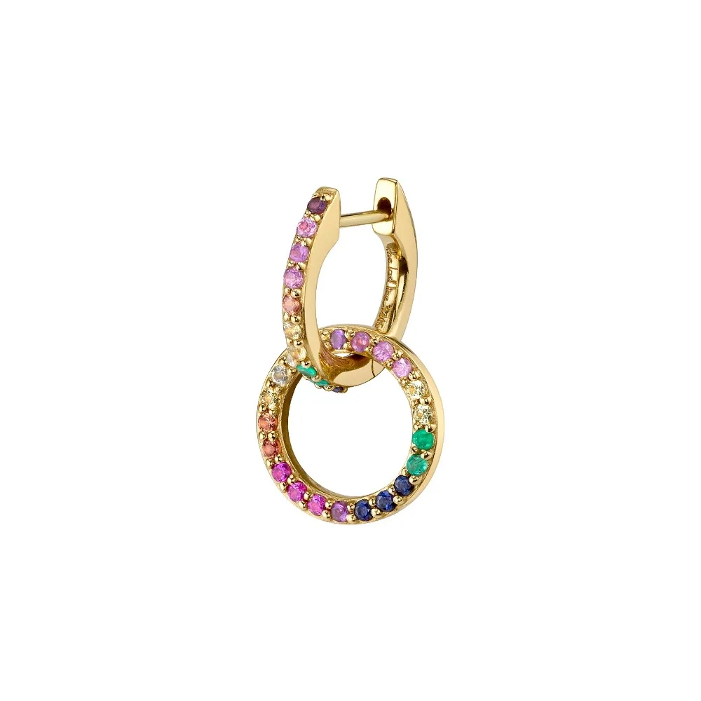 

2019 Bright colorful rainbow jewelry simple geometric round circle drop charm Gold filled earring for women lady gift