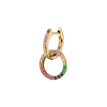 

2019 Bright colorful rainbow jewelry simple geometric round circle drop charm Gold filled earring for women lady gift