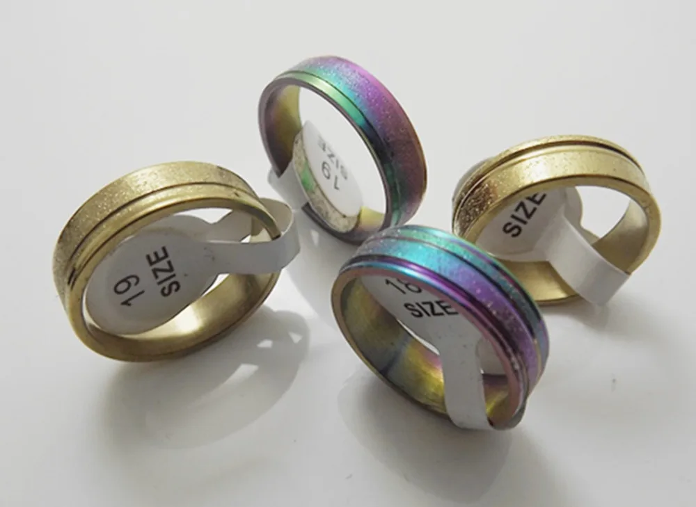 

Wholesale 17 pcs mix 6mm Pearl sand Inner arc fashion stainless steel rings
