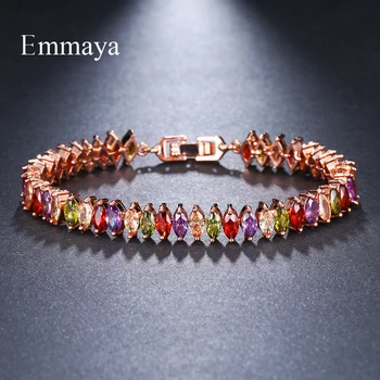 

Emmaya 4 Colors Charm Wedding Bracelets for Women Leaf-Shape Cubic Zircon Pulseira Feminina Best Gift for Women Party