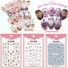 HanYiNail 028-047 винтажная наклейка на ногти с изображением Иисуса, золотого Фэнтези, цветов, медведя Harajuku, наклейки на ногти, наклейки для маникюра, наклейки s