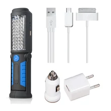 New USB Charging 36+5 LED Flashlight Work Light Magnetic+HOOK +Mobile Power with Car Charger and USB Charger(EU/US/UK)
