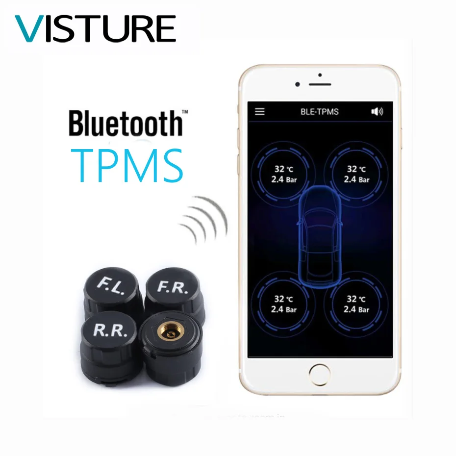 

5 pcs / Lot Bluetooth TPMS Tyre Pressure Monitor Mobile Phone 4 External Sensor Auto Car Alarm Temperature Security System T03W