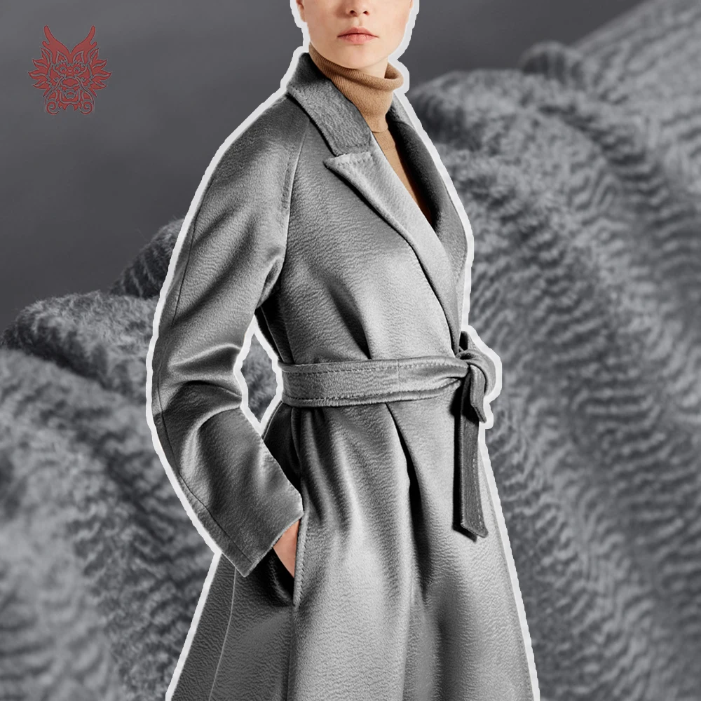 

American style grey water ripple silk cashmere wool fabric for winter coat thick woolen tissu cloth telas tecidos stoffen SP4599