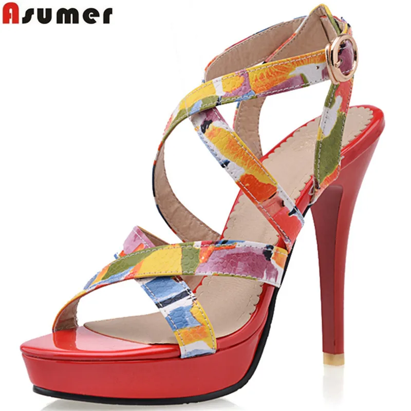 

ASUMER 2020 fashion summer ladies shoes buckle elegant platform super high women sandals big size 33-43 prom shoes