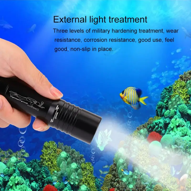 

Handheld Zoomable LED Flashlight Underwater linterna led 1200LM T6 LED Diving Flashlight Waterproof 18650 Battery Power