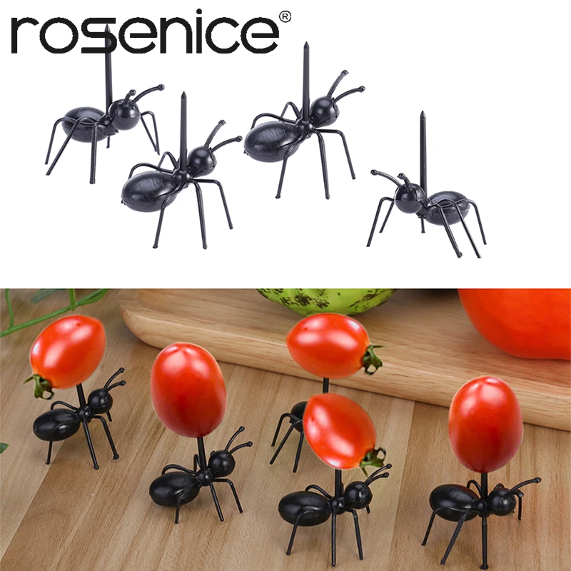 

ROSENICE 12pcs Cute Mini Ant Fruit Picks Fork Eco Friendly Plastic Cocktail Pick Set Party Tableware Decoration