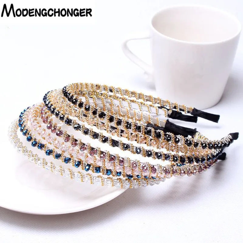 

Girls Shiny Luxury Rhinestone Hair Bezel Hair Band High Quality Diamond Hair Hoop Non-slip Headband For Women Hair Accessories
