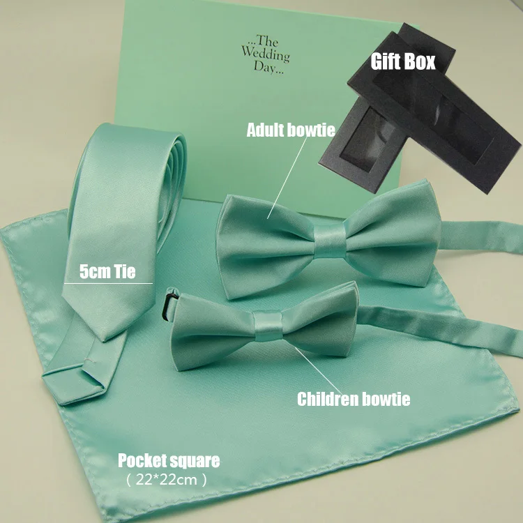 Популярный мятно-зеленый галстук горячий сплошной Цвет Бабочка Карманный платок с подарочной коробкой для свадьбы