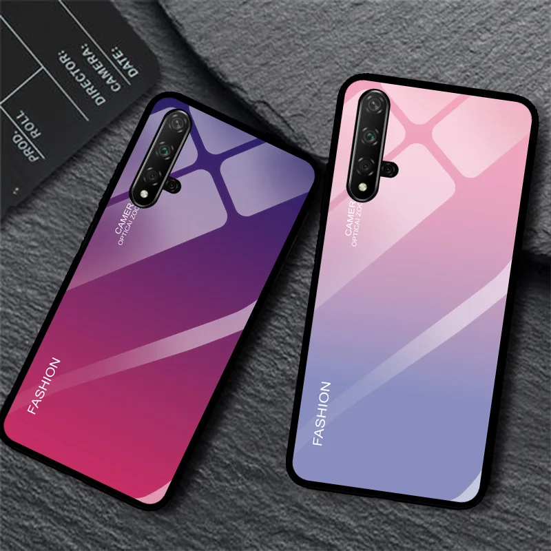 Градиентный чехол из закаленного стекла для Huawei Honor 9 10 20 Lite противоударный 10i 20i Pro