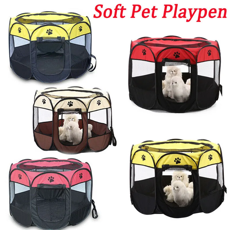 

Portable Foldable Playpen Pet Dog Crate Room Puppy Exercise Kennel Cat Cage Water Resistant Outdoor Removable Mesh Shade Cover