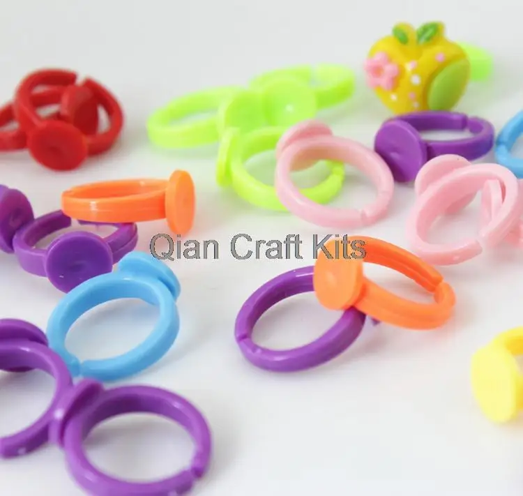 500pcs Children's Plastic Ring Blank for kids Jewelry Supplies 9 mm