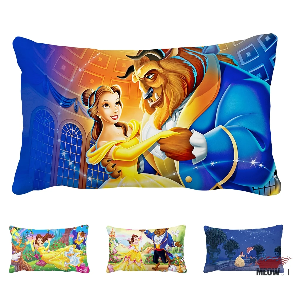 Beauty and The Beast Multi Size Rectangle Throw Pillow Case Free Shipping | Дом и сад