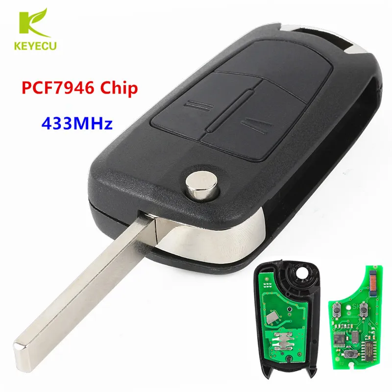 KEYECU дистанционный ключ брелок от машины 2 Button 433MHz PCF7946 для Vauxhall Opel Vectra C 2002 2008 Signum 2003