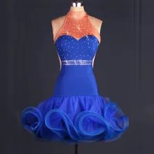 Костюм для латинских танцев, сексуальный спандекс, без рукавов, камни, платье для латинских танцев для женщин, платье для латинских танцев 2XS-6XL