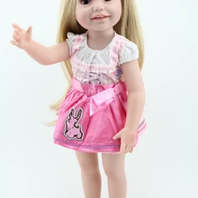 18''45cm полностью виниловая Кукла Adora, детская игрушка, милая белая рубашка, юбка с розой, светлые волосы, коричневые глаза