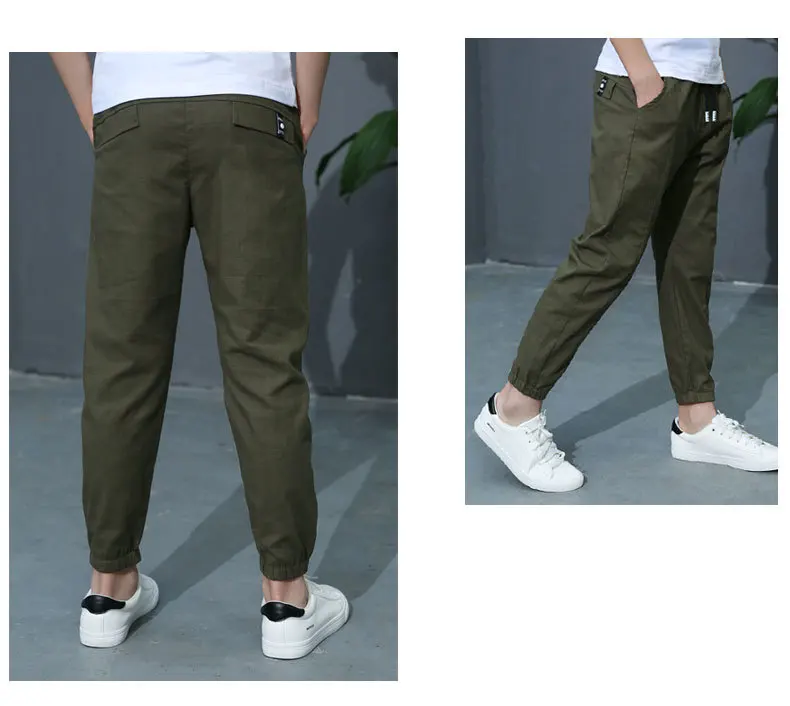 Boys Casual Pants For Summer New Solid Cotton And Linen Mosquito Pants Boy Fashion Trousers 110-160 High Quality