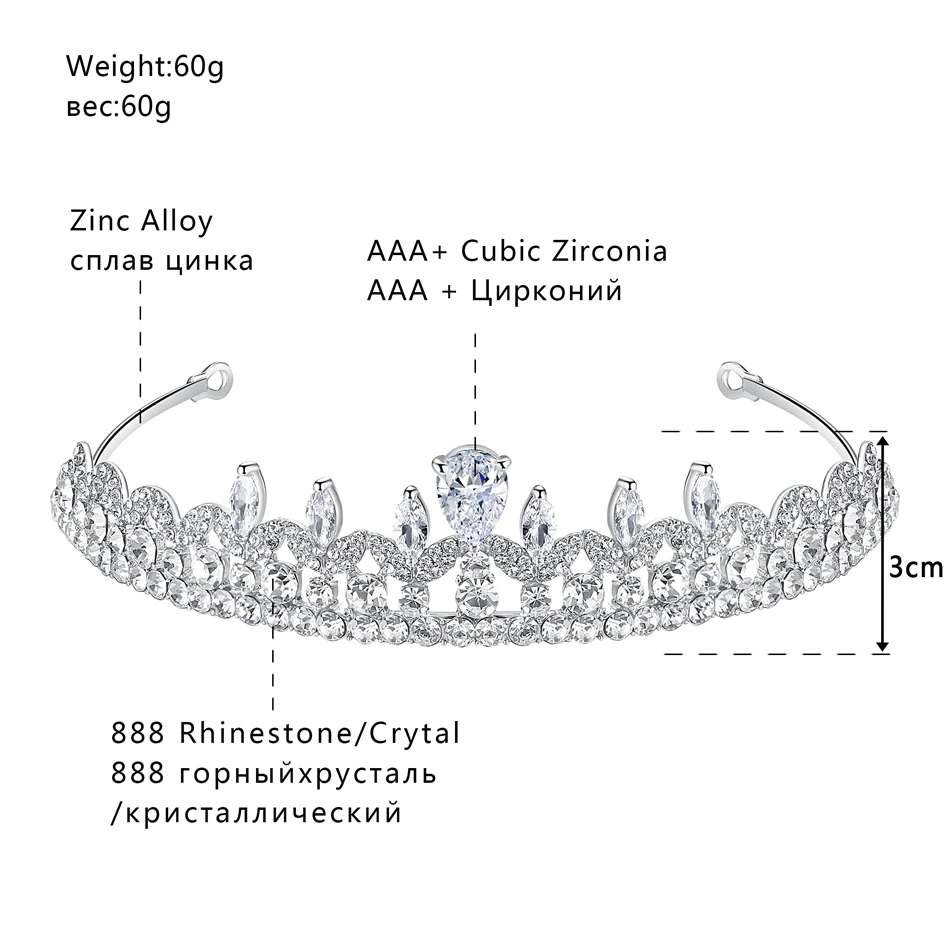 Mecresh завод CZ свадебная корона тиара для женщин горный хрусталь Кристалл повязка на голову свадебные аксессуары для волос ювелирные украшения для волос G126