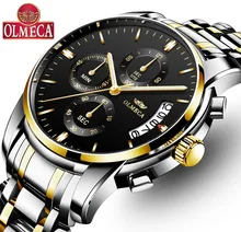 Fashion OLMECA Clock Military Men 's Watch Stainless Steel Montre Homme Waterproof Watches Chronograph Wrist Watch Drop-Shipping watch men s simple design hour black round dial stainless steel quartz men wrist watch male relojes free shipping drop shipping