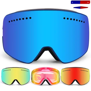 

Magnet Ski Goggles,2020 Brand Professional Double UV400 Anti-fog Lens Big Men Women Ski Glasses Mask Skiing Snowboard Goggles