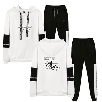

post malone hip hop Sweatshirt Sets Men's Autumn Sports street long sleeve hood+trousers Set Casual cool fashion 2XS-4XL Suits