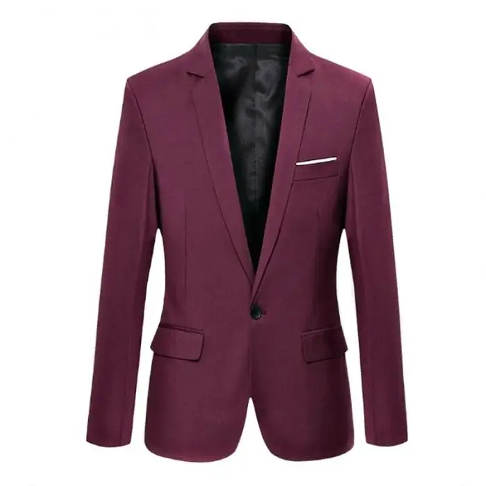 S-6XL Men's Formal Slim Fit Formal One Button Suit Long Sleeve Blazer Cotton Blend Coat Jacket Top Plus Size