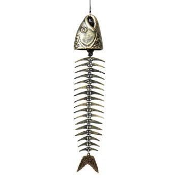 

Japanese outdoor fishbone wind chime Metal Creative garden decoration living room balcony Garden Temple Bell Pendant Gift