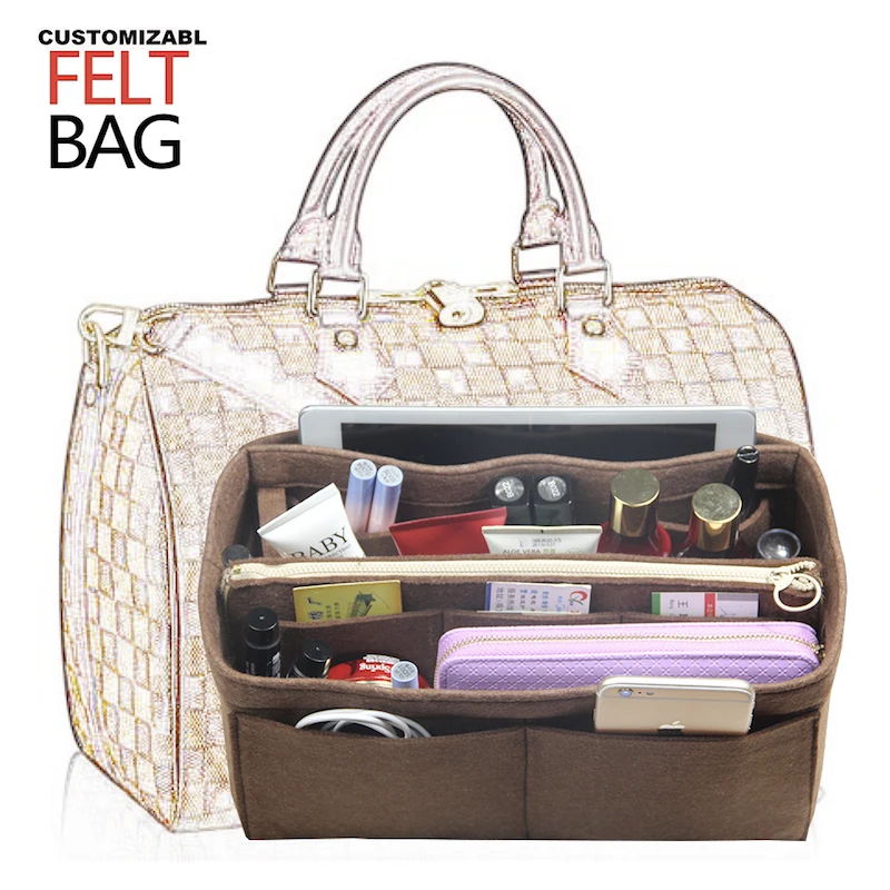 Customizable 3MM Felt Purse Organizer Bag in Bag Organizer For Tote Handbag Speedy Neverfull ...