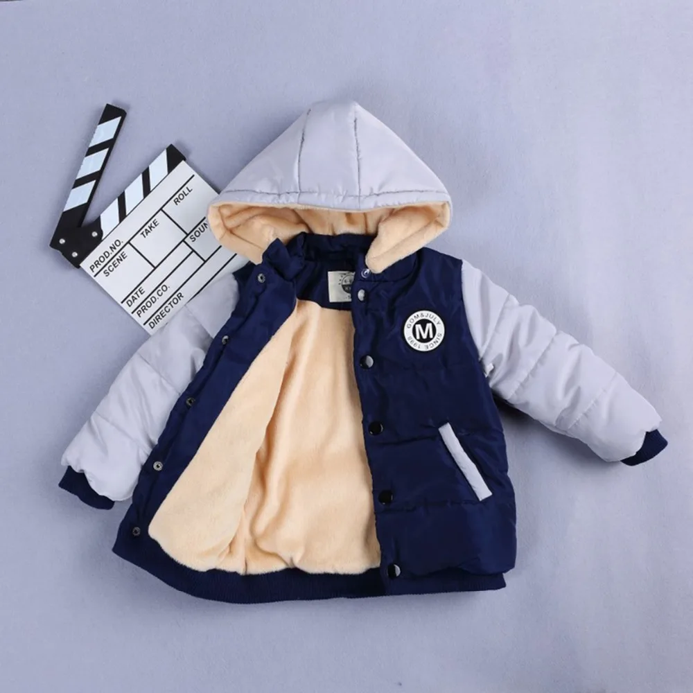 

Fight Color Baby Cotton Winter Coat Boys Girls Outwear Children Thick Warm Snowsuit With Hat Clothing Hooded Snow Wear