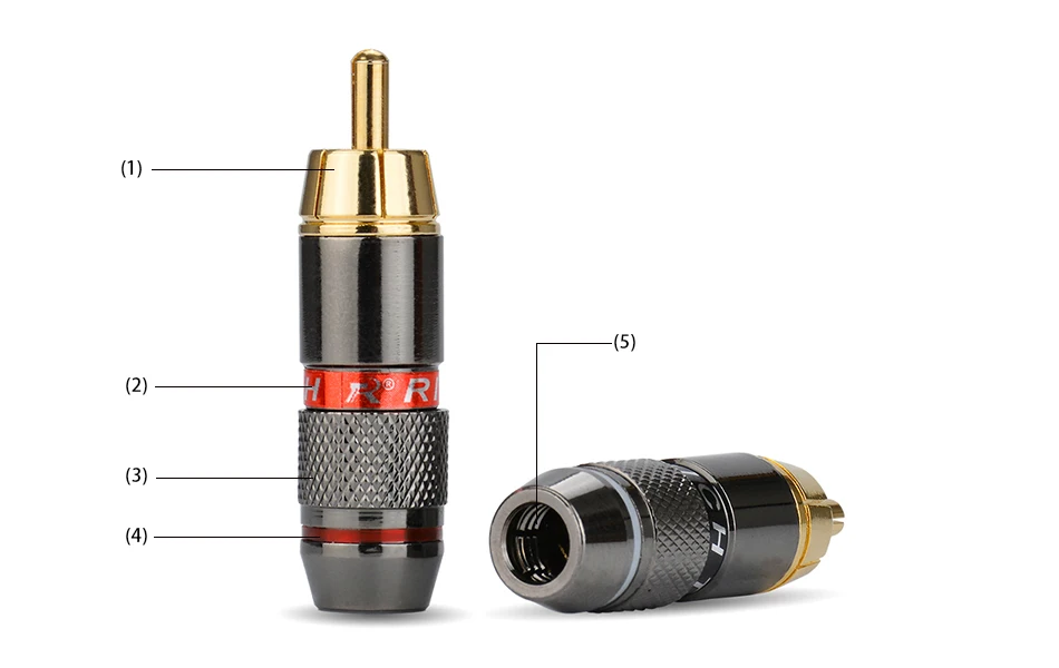 10 шт./лот разъем RCA позолоченные Провода разъем 6 мм кабель rca штекер Профессиональный Динамик аудио адаптер 5 пар красный+ черный