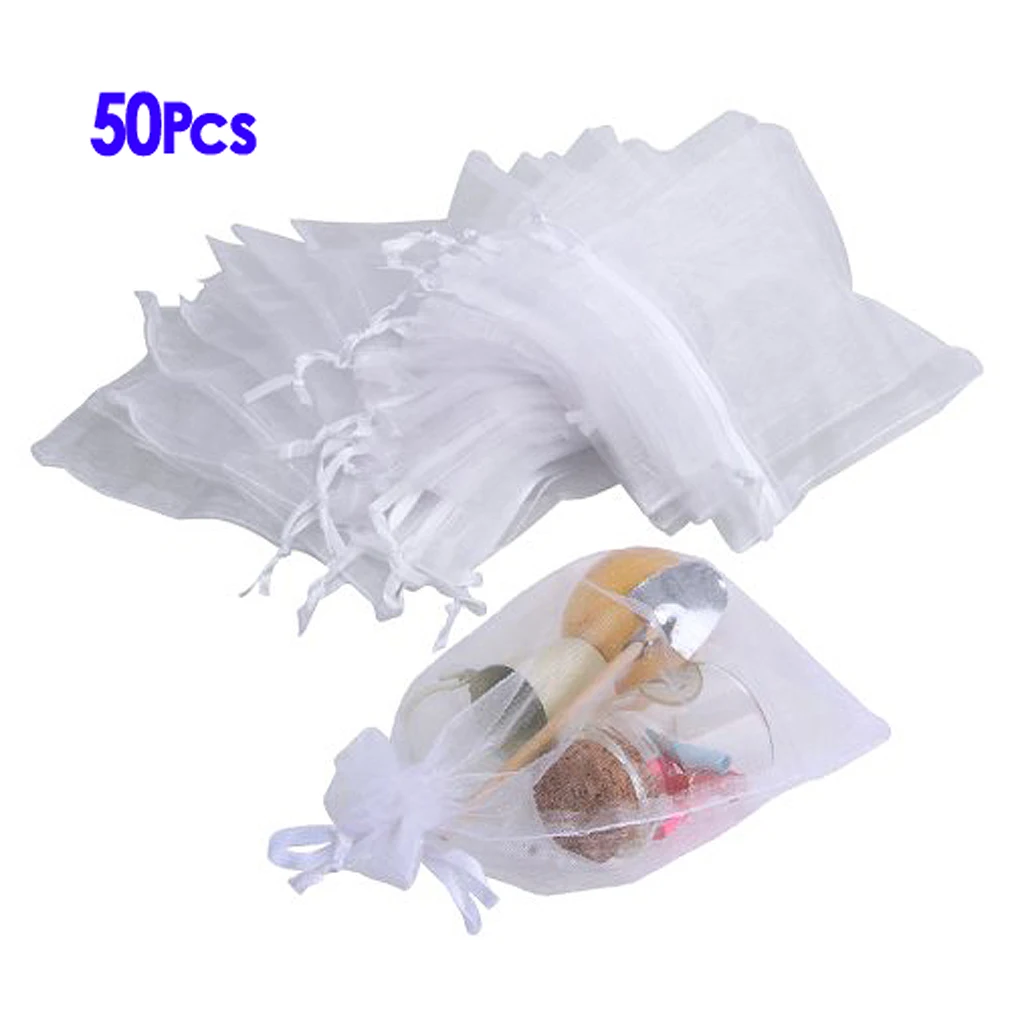 

LBER Hot 7.5x10 cm Organza Bag 50 pieces Organza Drawstring Bags Pouches Candy Jewelry Party Wedding Packaging Gift Bag