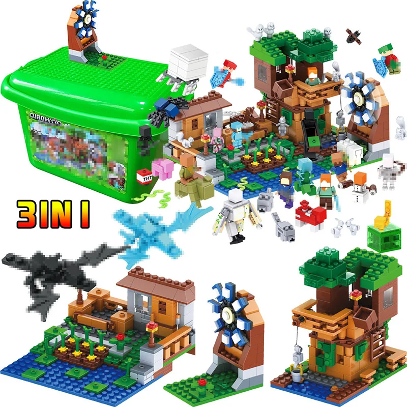 

My World Luxury Tree House Pet Village Farm Building Blocks Brick Compatible legoINGLY Minecraft Windmill 2 Dragon Kids Toys