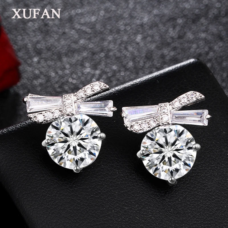 Прекрасный Бант CZ клипсы с камнем серьги AAA кубический цирконий серьги-бантики для женщин девочек Свадебные украшения подарки