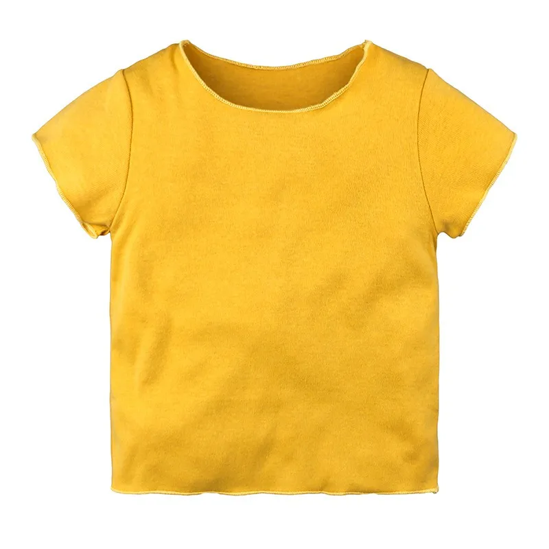 Летняя хлопковая Однотонная футболка с принтом для маленьких мальчиков и девочек топы, блузка детские повседневные футболки с короткими рукавами