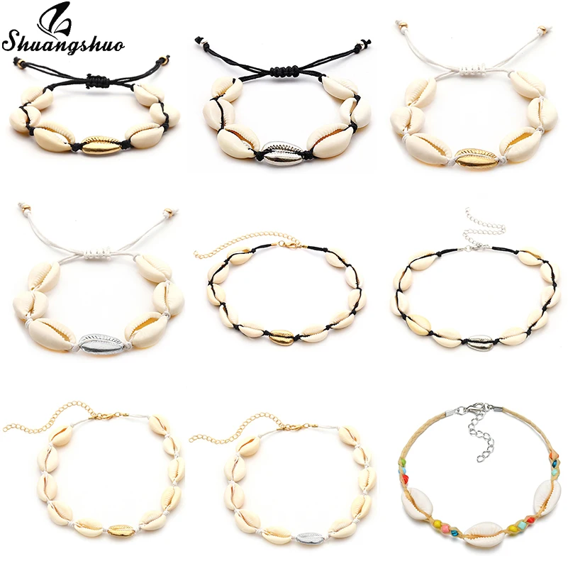 

Shuangshuo Fashion Seashell Jewelry Bracelet Charm Shell Bracelets & Bangles For Women Rope Chain Bracelet Best Friend Gifts