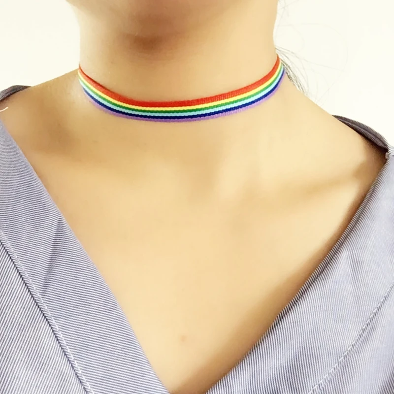 Женское Ожерелье чокер модное Радужное ожерелье в стиле панк|collier ras du cou|ribbon