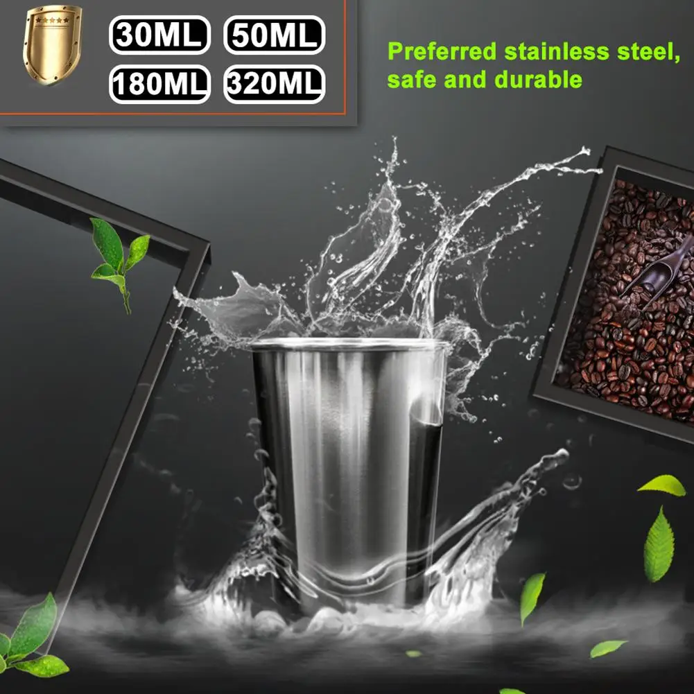 

New 30/70/180/320ml Stainless Steel Cup Drinking Coffee Beer Tea Camping Water Mug