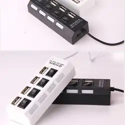 DSstyles 4 порта Micro USB Hub 2,0 USB высокоскоростной разветвитель 480 Мбит/с USB 2,0 концентратор светодиодный с переключателем включения/выключения для