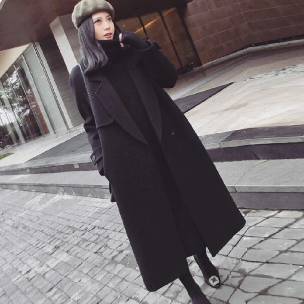New Autumn Winter Fashion England Style Wool Blend Coat Women Single Button Thick Outerwear Sashes Windbreaker Woolen Coat Mw484 New Autumn Winter Fashion England Style Wool Blend Coat Women Single Button Thick Outerwear Sashes Windbreaker Woolen Coat Mw484