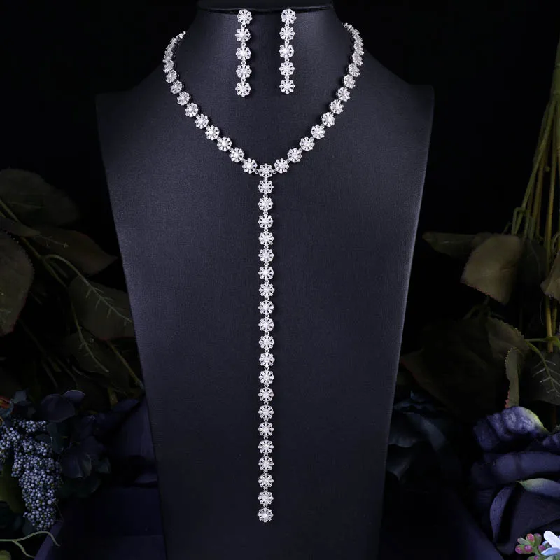 

jankelly Exclusive Long Chain Cubic Zirconia Wedding Bridal Dubai Jewelry Sets for Woman Gold Luxury Jewelry Set