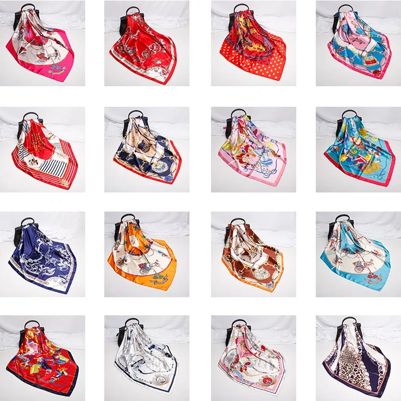 

90cm New Silk Scarf Female Silk Flame Flower Print Large Square Scarf Mother Gift Shawl Pashmina Wrap Stole Poncho Ring Headband