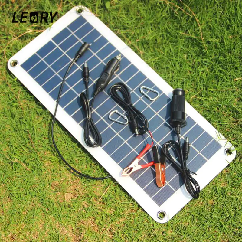 

LEORY 18V 10.5W Portable Solar Panel Charger Polycrystalline Sunpower Solar Cells For Camping Car 12V Battery 5V Phone