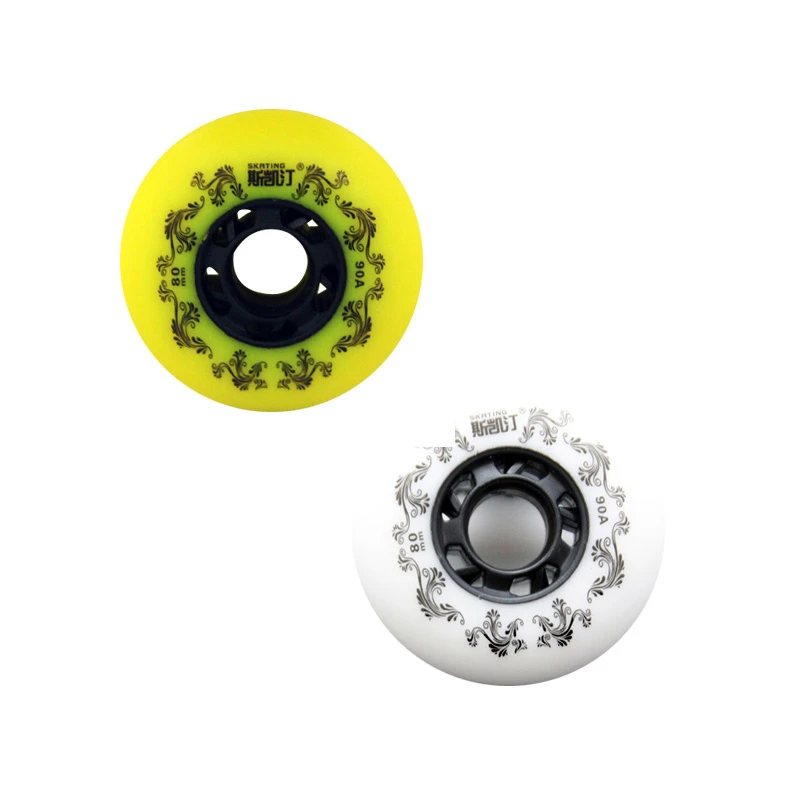 90A حذاء تزلج بعجلات عجلات سباق التعرج الكبح الأسطوانة عجلات تزلج لوول انزلاق شحن أحذية التزلج عجلات