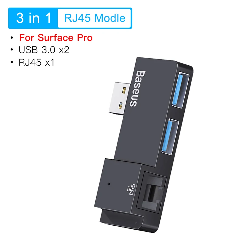 Baseus USB C док-станция USB 3,0 к USB 3,0 HDMI RJ45 док-станции для microsoft поверхности Go Pro Hero 4/5/6 usb-хаб Мульти USB разветвитель - Цвет: 3in1 For Surface Pro